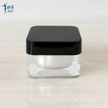 Frasco cosmético de acrílico quadrado branco fosco 50g